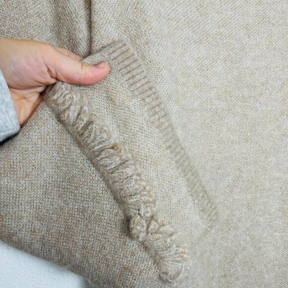 D.Exterior Almond Wool & Alpaca Fringe Luxury Sweater w/ Fringe Sz. Small - Picture 6 of 12